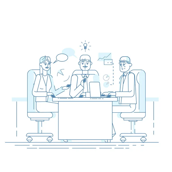 Reunión de negocios ilustración plana — Vector de stock