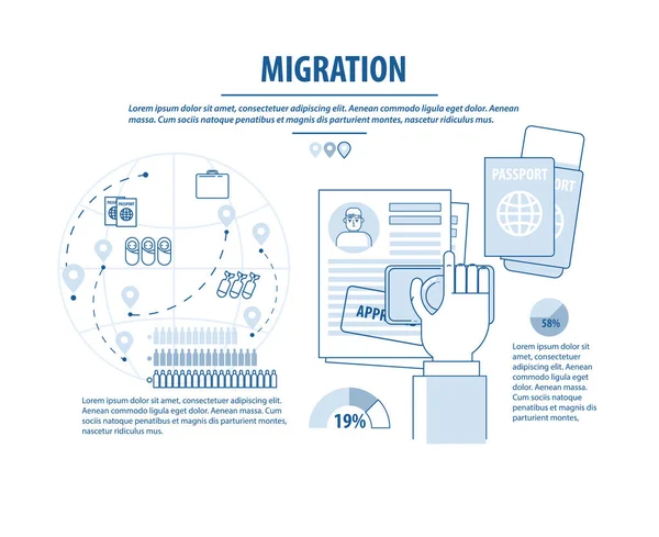Infographic şablon mülteci ve göçmen hakkında — Stok Vektör