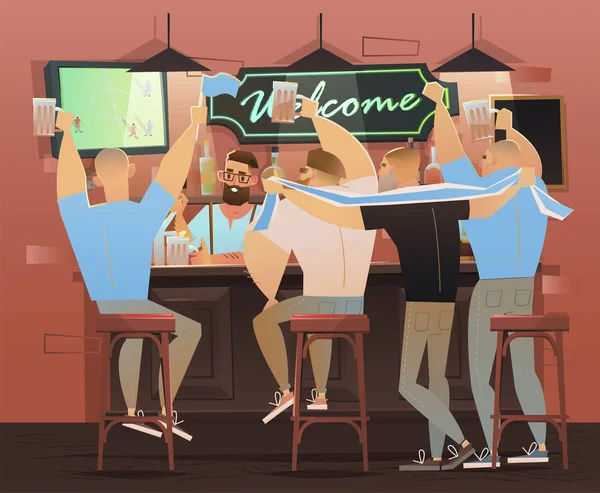 Jogo de futebol no bar — Vetor de Stock