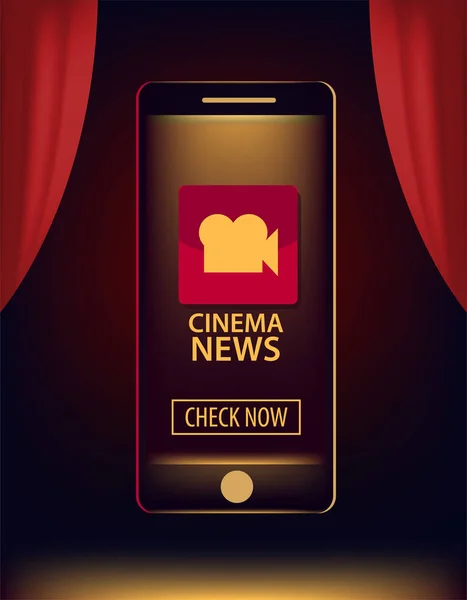 Application for watching cinema news — Stock Vector