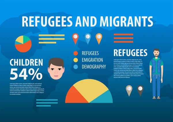 Modelo infográfico de crise de refugiados —  Vetores de Stock