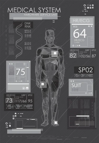 Interfaz médica futurista — Vector de stock