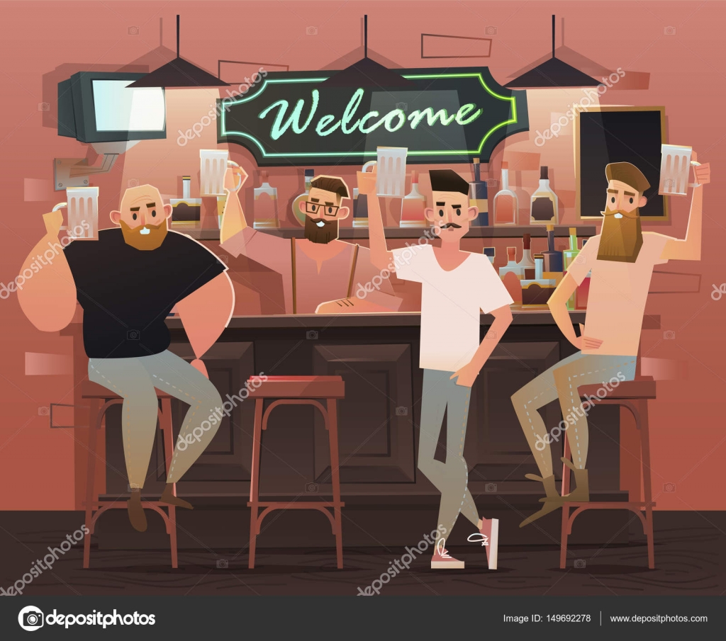 Друзья За Барной Иллюстрацией Векторное Изображение ©andrei.