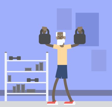 Spor salonunda yaşlı adam