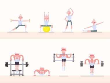 Eski insanlar spor yapıyor
