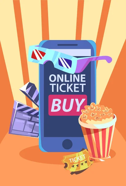 Pedido de compra de bilhetes de cinema online — Vetor de Stock