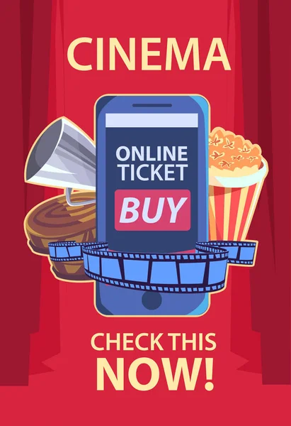 시네마 티켓 온라인 구매에 대 한 응용 프로그램 — 스톡 벡터