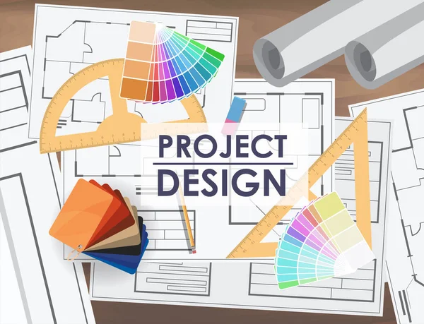 Proje Tasarım çizim planı — Stok Vektör