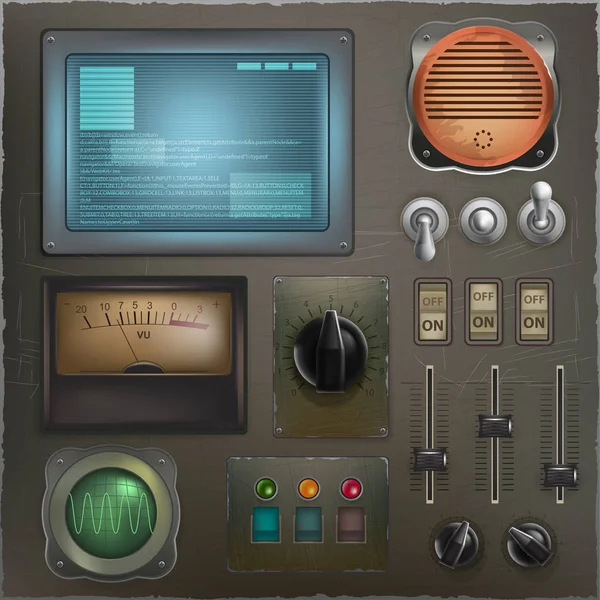 Retro muziek interface en elementen — Stockvector