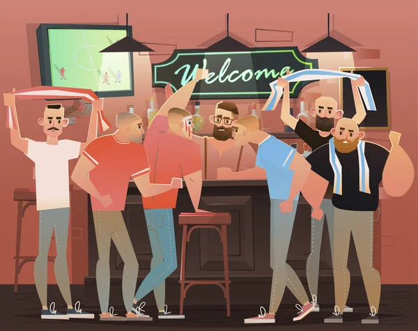 Voetbalwedstrijd aan de bar — Stockvector