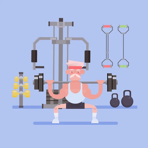 Viejo en el gimnasio — Vector de stock