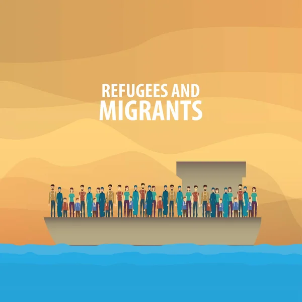 Concept d'aide familiale aux réfugiés — Image vectorielle