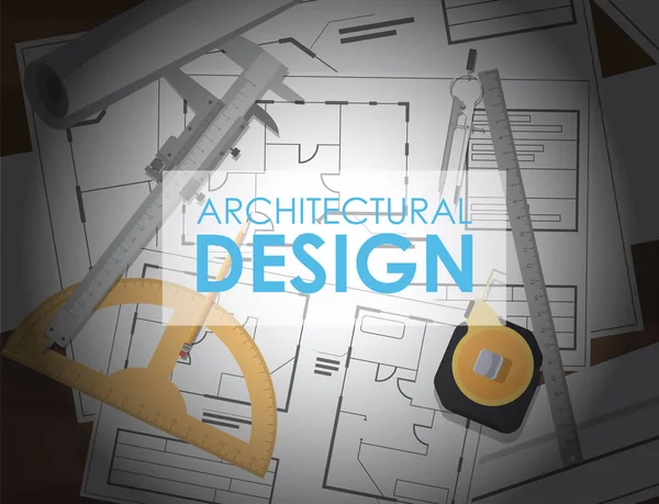 建筑设计工作场所用的工具 — 图库矢量图片