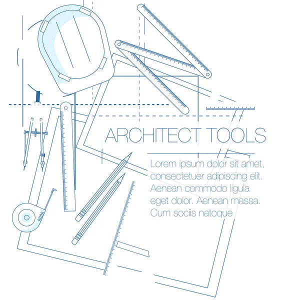 Design arquitetônico local de trabalho com ferramentas — Vetor de Stock