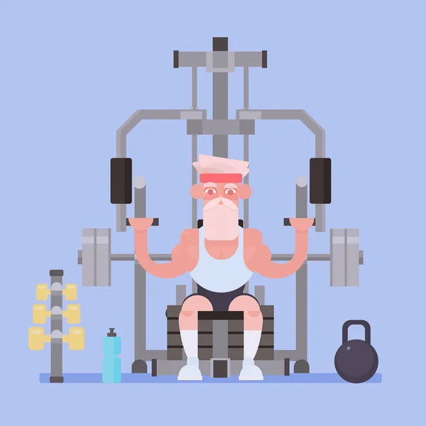 Viejo en el gimnasio — Vector de stock