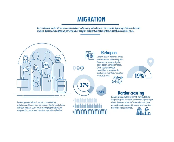 Інфографічний шаблон про біженців та мігрантів — стоковий вектор