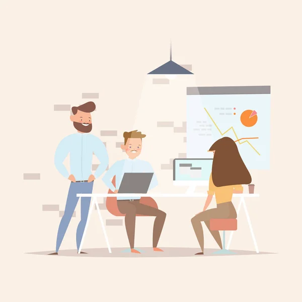 Freelancers trabajando en espacios creativos — Vector de stock