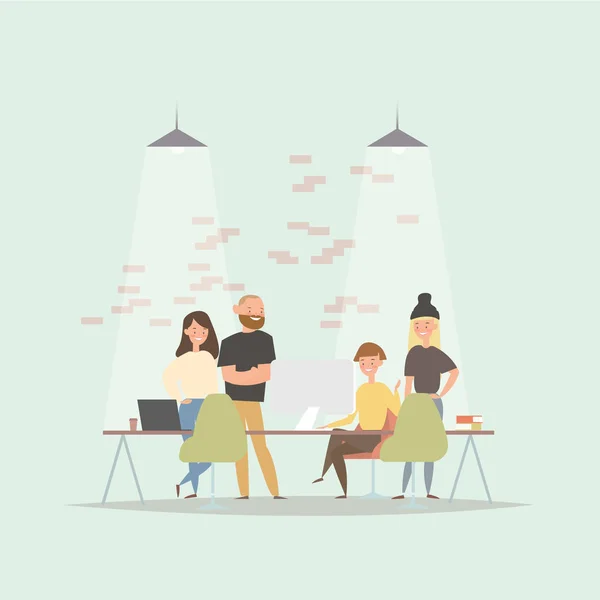 Freelancers trabajando en espacios creativos — Vector de stock