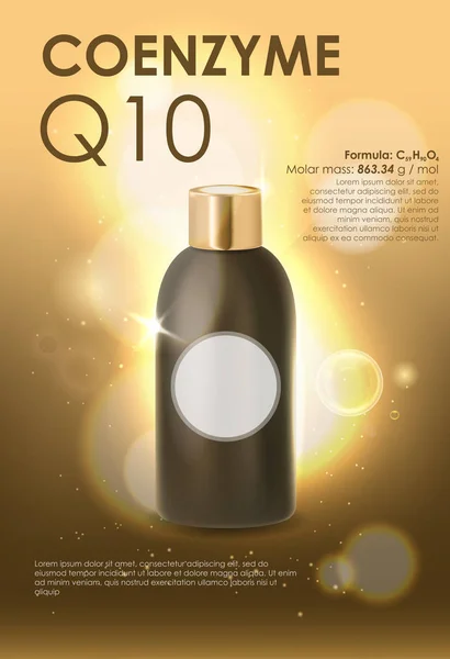 Modelo de anúncios cosméticos coenzima Q10 —  Vetores de Stock