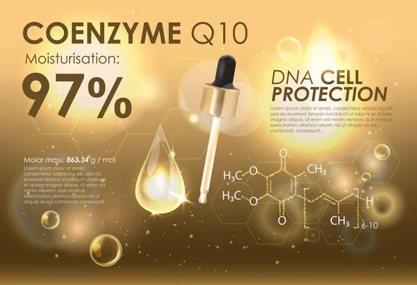 Шаблон косметичної реклами Coenzyme Q10 — стоковий вектор