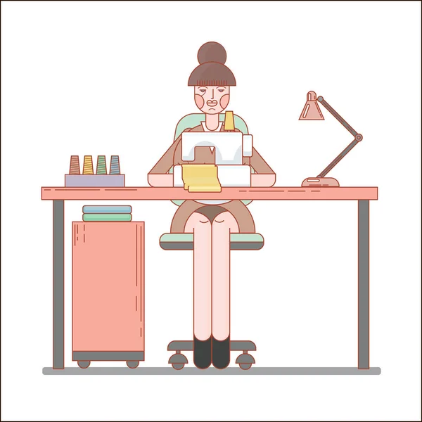 Designer working at the sewing machine — Stock Vector