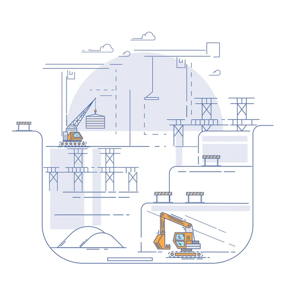 建設用クレーンを構築します。 — ストックベクタ