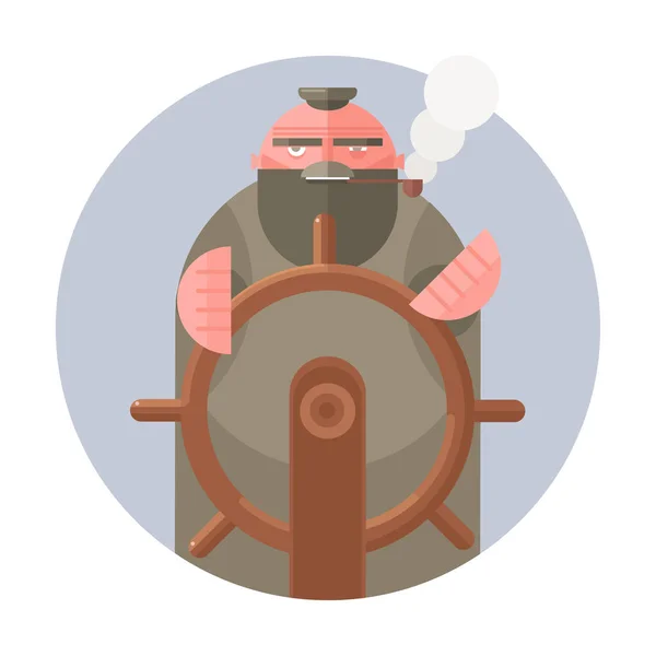 Capitaine du navire avec pipe fumeur . — Image vectorielle