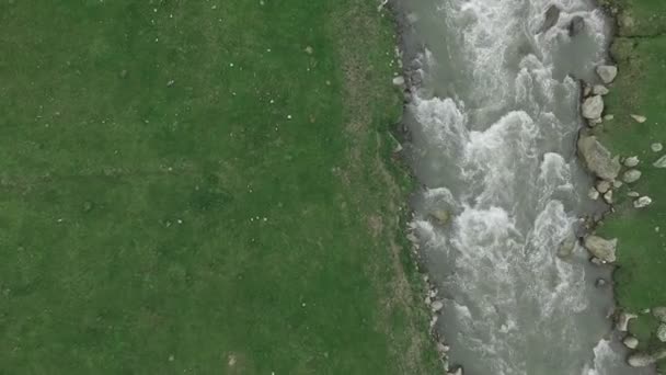 Dağ nehir, Georgia yukarıda hava video — Stok video