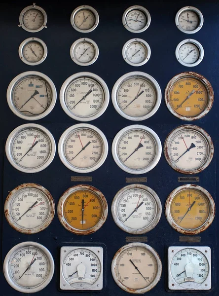 Yuvarlak endüstriyel aramalar ve vintage retro tarzı sensörler