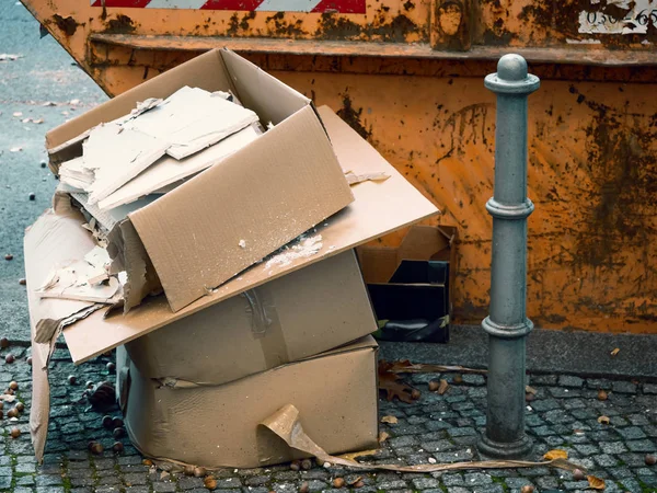 Garbage In Front of A Garbage Container In Berlin, Germany