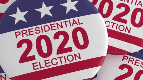 2020 Presidential Election Buttons With US Flag, 3d illustration, Zoom Out — Stock Video