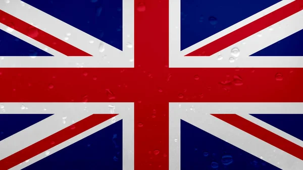 Gouttes de pluie sur drapeau britannique, fond — Photo