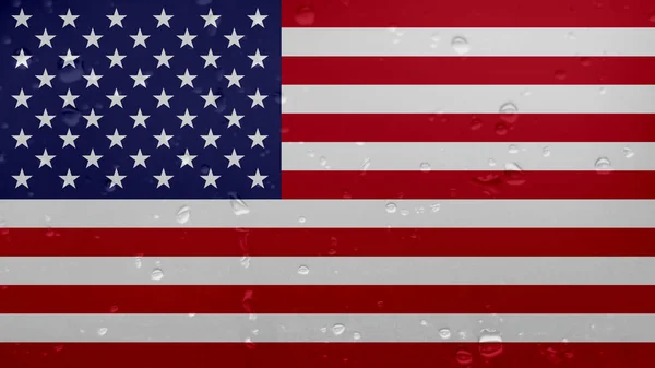 Raindrops On USA Flag, Background — Stock Photo, Image