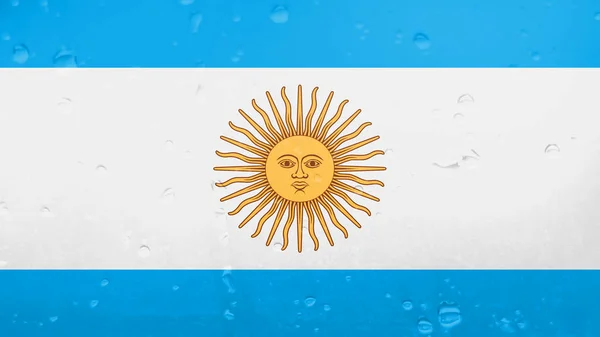 Gotas de lluvia en la bandera de Argentina, antecedentes —  Fotos de Stock