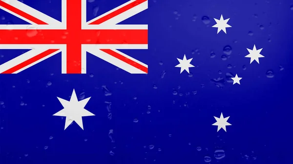 Raindrops On Australia Flag, Background — 스톡 사진