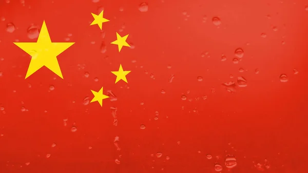 Hujan Di Bendera Cina, Latar Belakang — Stok Foto