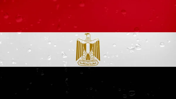 Raindrops On Egypt Flag, Background — стокове фото