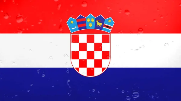 Raindrops On Croatia Flag, Background — 스톡 사진