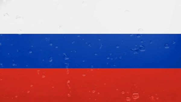Regendruppels op Rusland vlag, achtergrond — Stockfoto