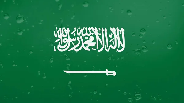 Raindrops On Saudi Arabia Flag, Background — стокове фото