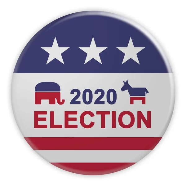 2020 Election Button With US Flag, 3d illustration On White — Stock Photo, Image