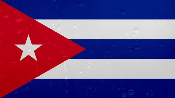 Raindrops On Cuba Flag, Background — 스톡 사진
