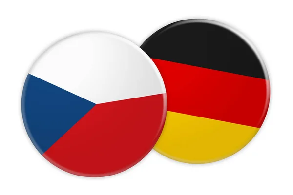 Czechy Flaga Przycisk Na Niemcy Flaga Przycisk, 3d Ilustracja na białym tle — Zdjęcie stockowe