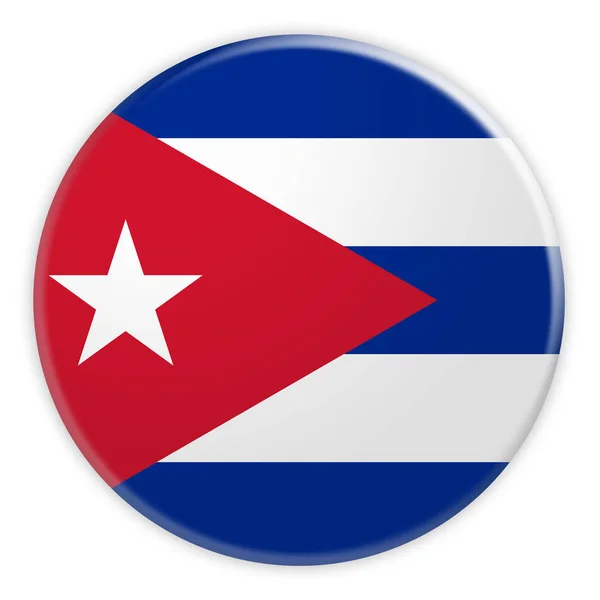 Cuban Flag Button, 3d illustration on white background — Stock Photo, Image