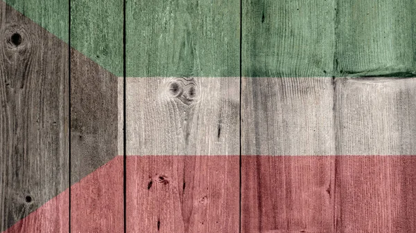 Kuwait Flag Wooden Fence — 스톡 사진