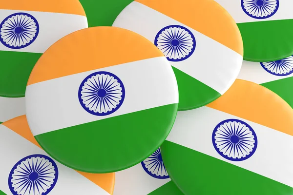 Högen med Indien flaggmärken, 3D-illustration — Stockfoto