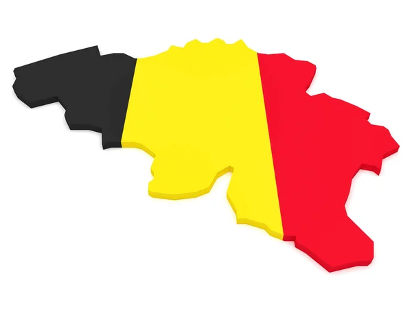 3D ilustracja mapa Belgii z banderą belgijską na białym tle — Zdjęcie stockowe