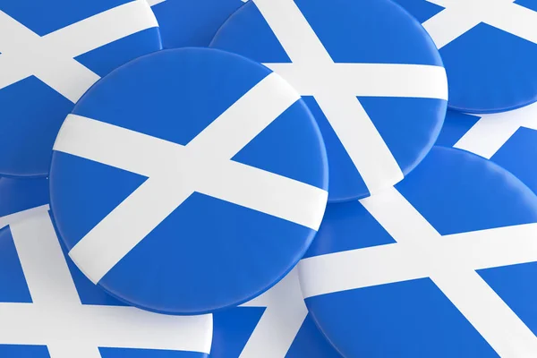 Högen med Skottland flaggmärken — Stockfoto