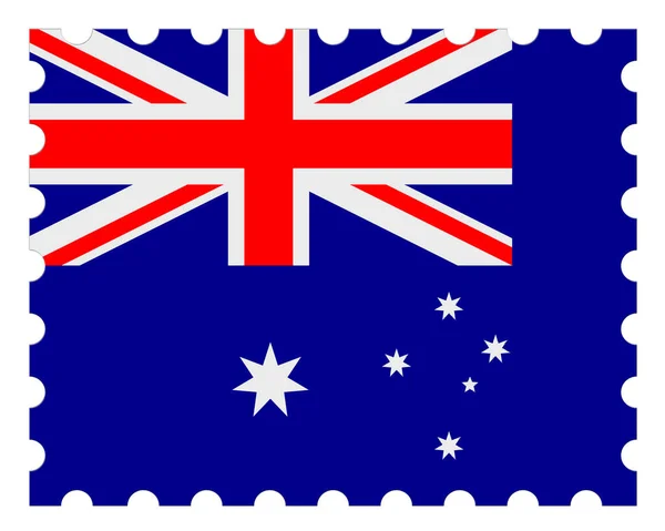 Stempel Pos Bendera Australia, ilustrasi 3d warna putih — Stok Foto