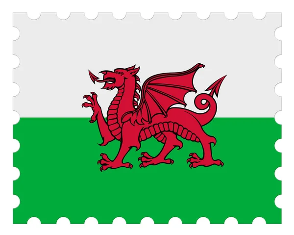 Wales Flag Postage Stamp, 3d illustration on white — Stock Photo, Image